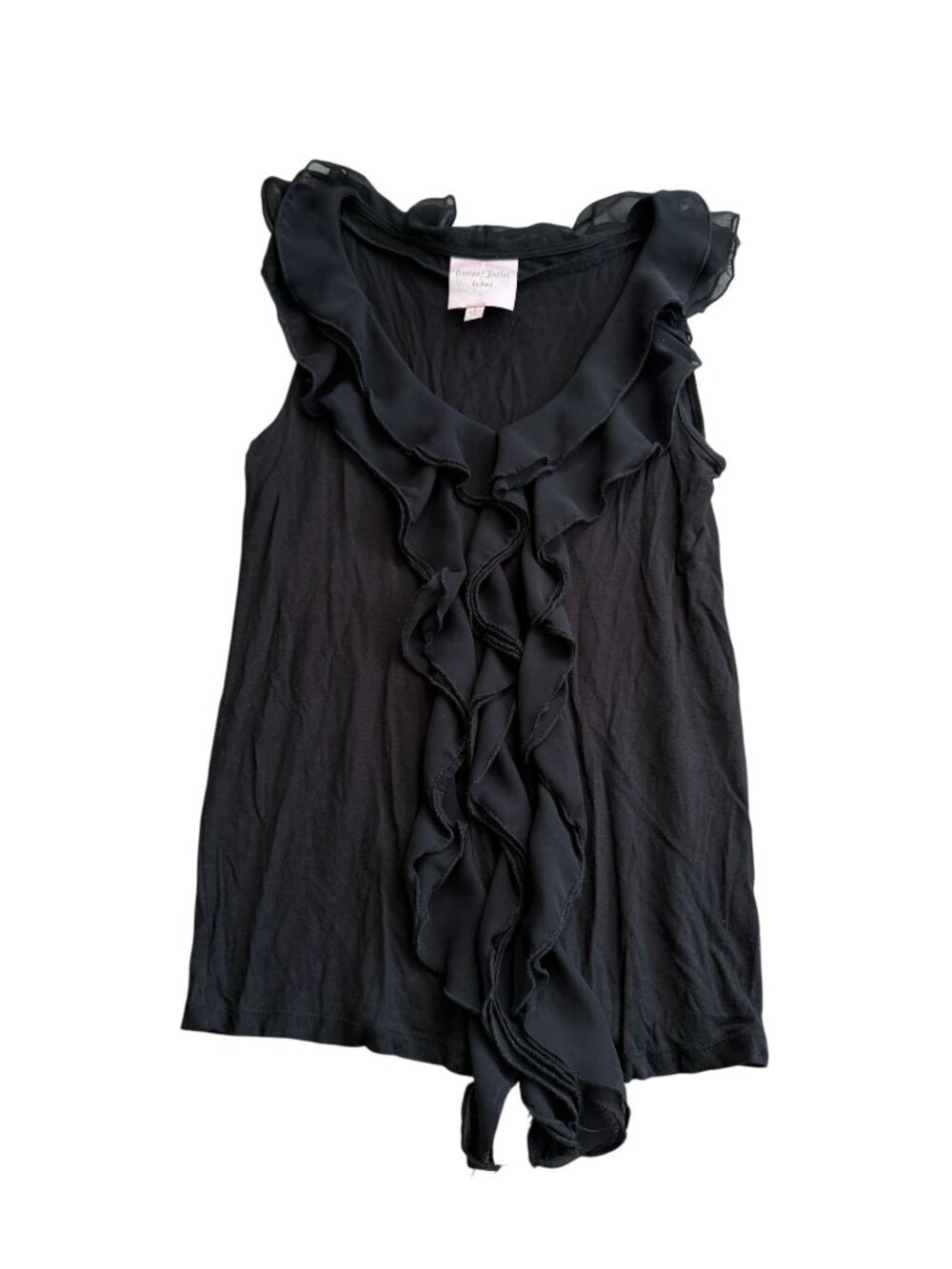 ROMEO & JULIET Couture Black Ruffle Tank Top Size Small